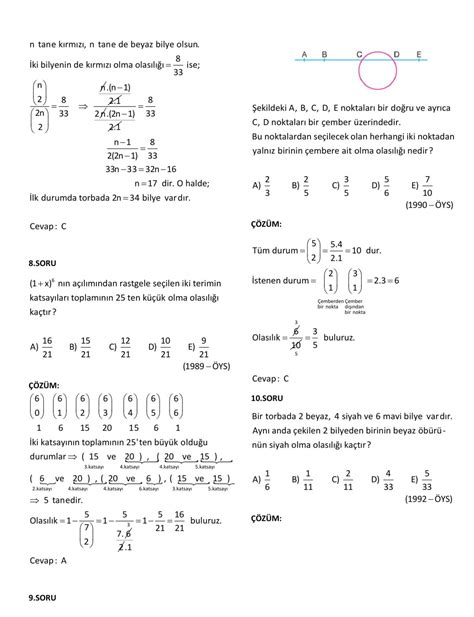 TYT Matematik Permütasyon ve Kombinasyon Soruları